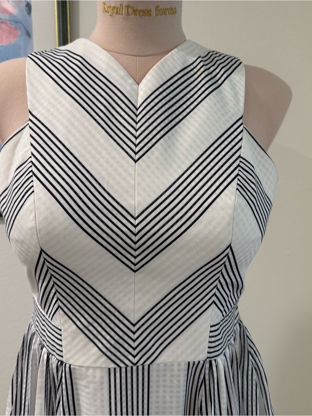 Adelyn Rae White and Black Striped Midi Fit-and-Flare Dress - Picture 4 of 8